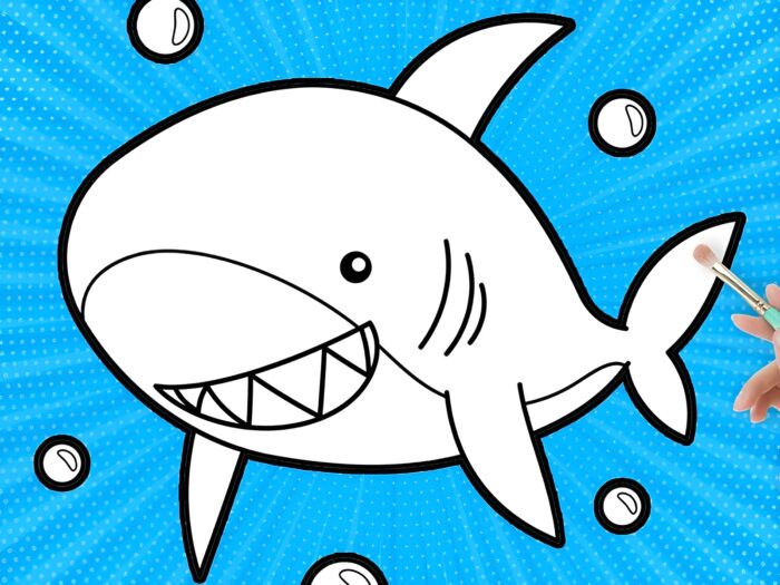 Tranh tô màu cá mập 3