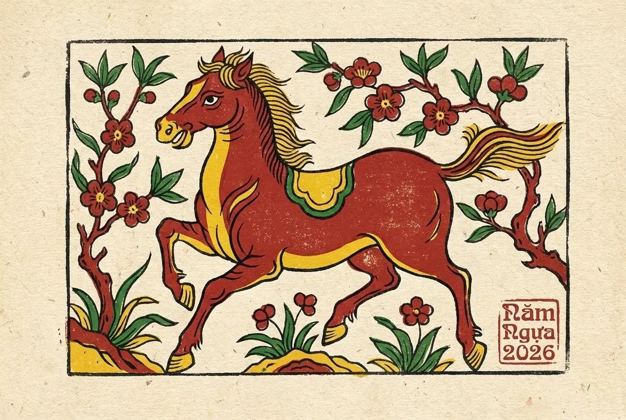 Tranh ngựa Đông Hồ AI