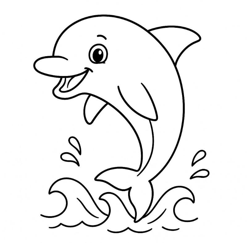 500+ Mẫu tranh tô màu con vật sống dưới nước cho bé phát triển tư duy 4 Tranh tô màu cá Heo