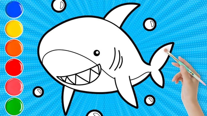 99+ Tranh tô màu cá mập đẹp dễ tô, sáng tạo cho bé 5 Tranh tô màu cá mập 2
