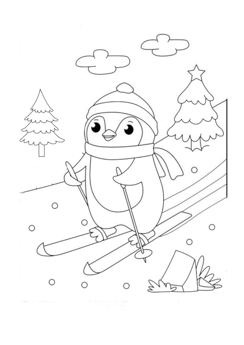 Tranh tô màu chim cánh cụt đẹp siêu đáng yêu cho bé 6 Tranh tô màu chim cánh cụt cho bé 6-8-tuổi