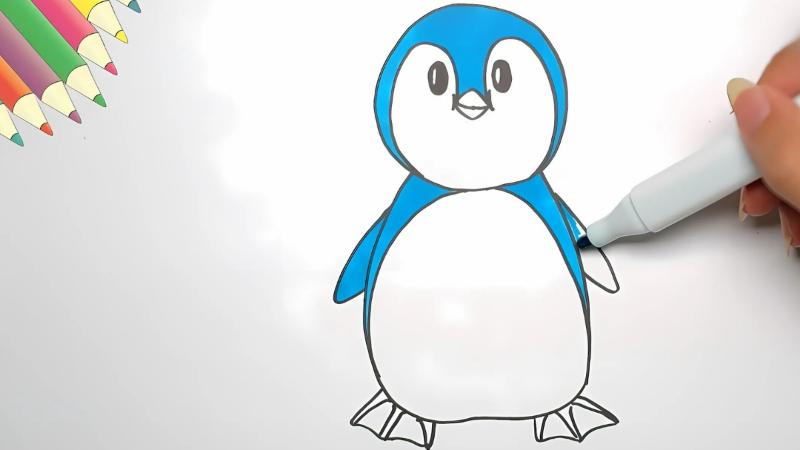 Tranh tô màu chim cánh cụt đẹp siêu đáng yêu cho bé 2 Tranh tô màu chim cánh cụt