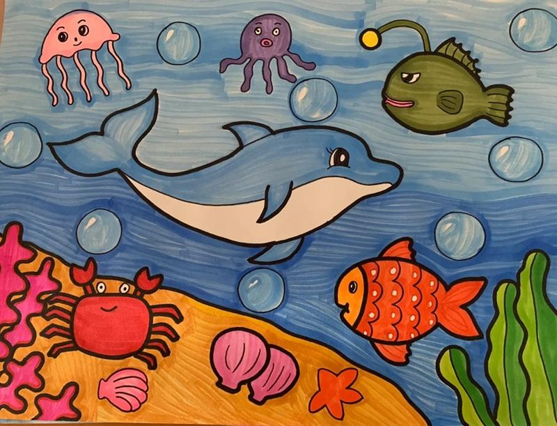 500+ Mẫu tranh tô màu con vật sống dưới nước cho bé phát triển tư duy 2 Tranh tô màu con vật sống dưới nước