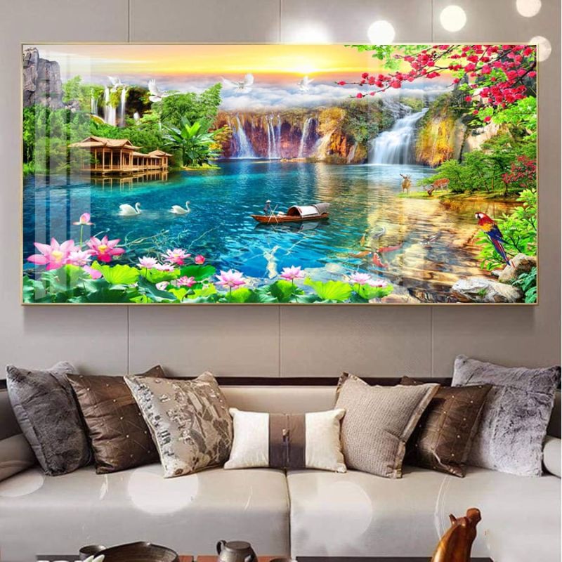 Tranh tráng gương phong cảnh đồng quê sông nước