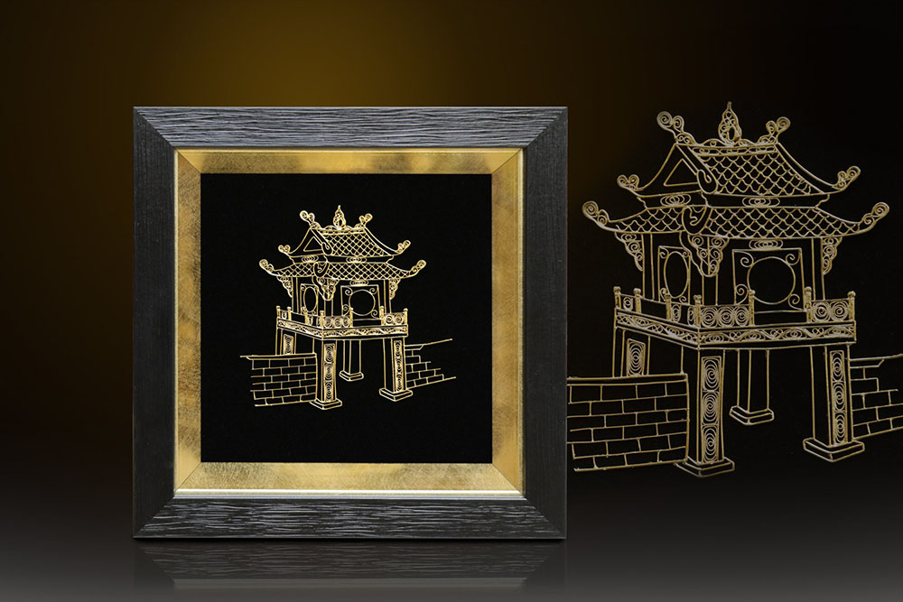 Tranh Khuê Văn Các mạ vàng