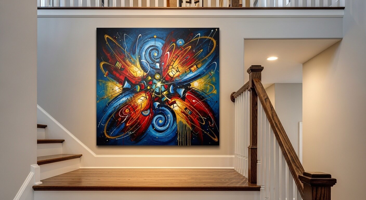 Tranh treo cầu thang nghệ thuật và trừu tượng