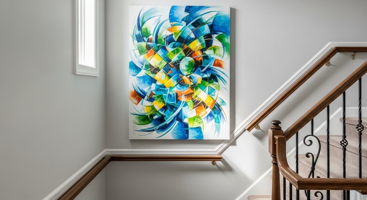 Tranh treo cầu thang nghệ thuật và trừu tượng