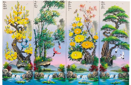 Tranh Tùng Cúc Trúc Mai Đẹp