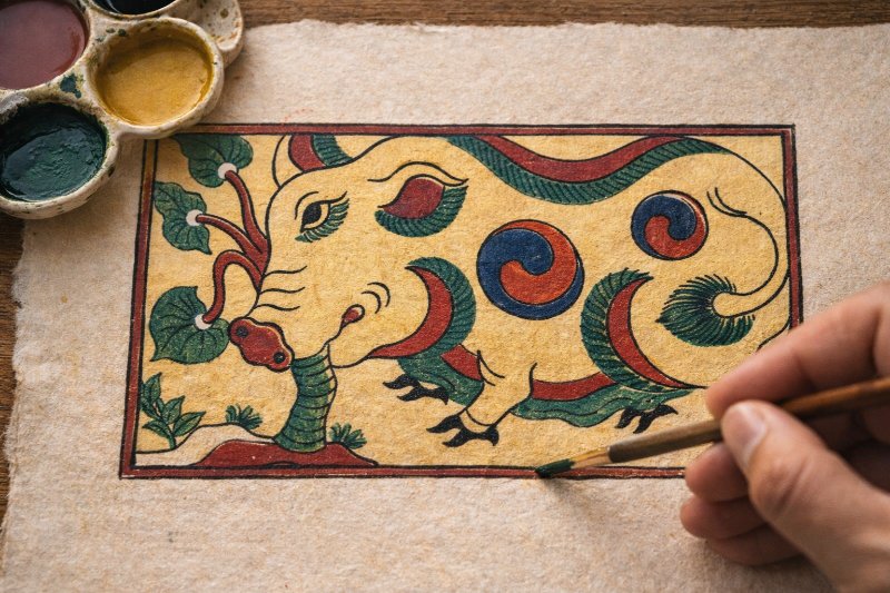 Tô màu bức tranh với các màu sắc dân gian cơ bản 