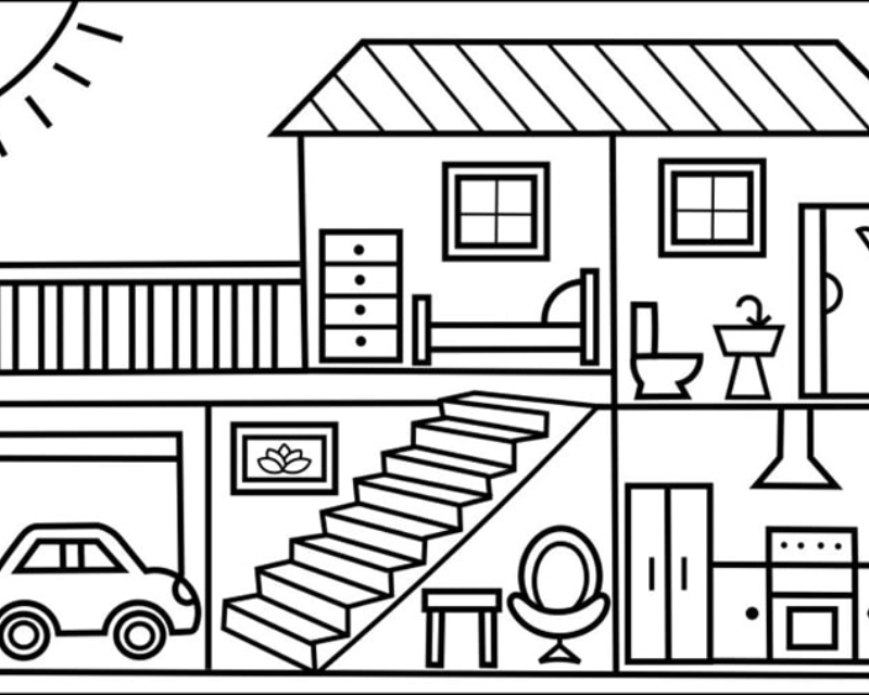 Lợi ích khi cho bé tô màu tranh ngôi nhà cao tầng