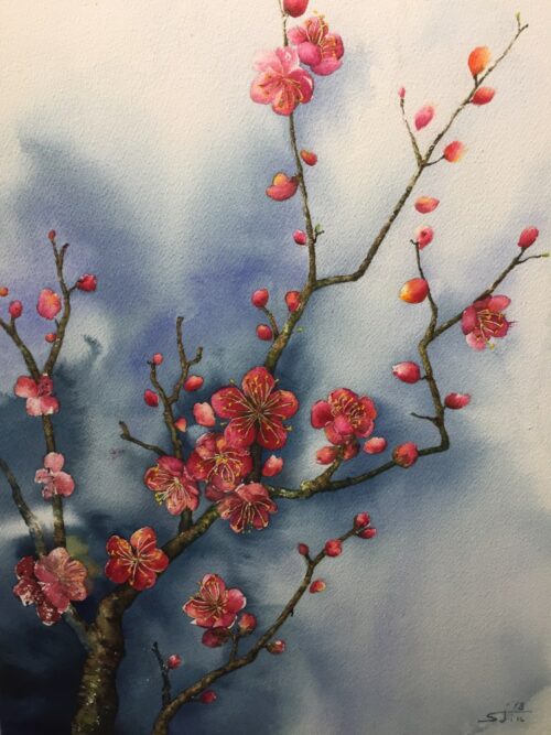 Tranh Hoa Đào Đỏ