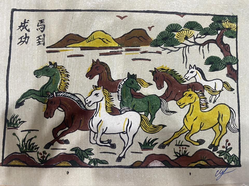 Tranh Đông Hồ bát mã thành công