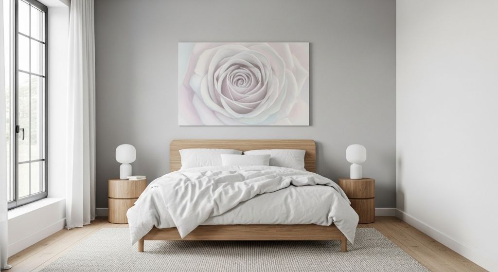 Tranh bông hoa hồng đơn giản treo đầu giường phòng ngủ