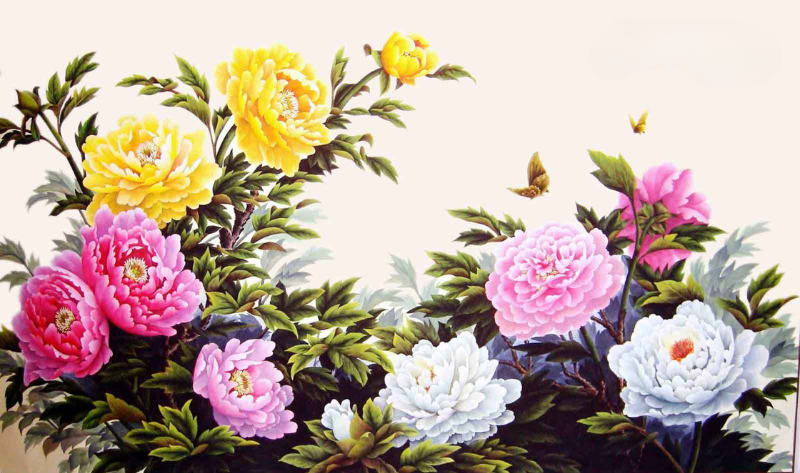 Tranh hoa mẫu đơn 9 bông đại diện cho sự vĩnh cửu