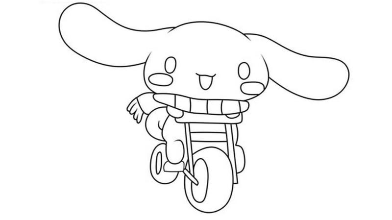 Thử thách sự tập trung với mẫu tranh Cinnamoroll lái xe máy.