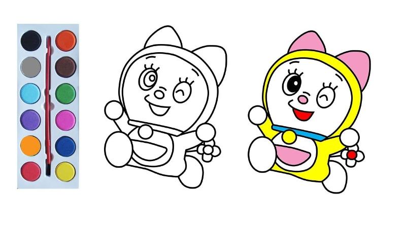 Hướng dẫn bé cách phối màu rực rỡ cho nhân vật Doremi