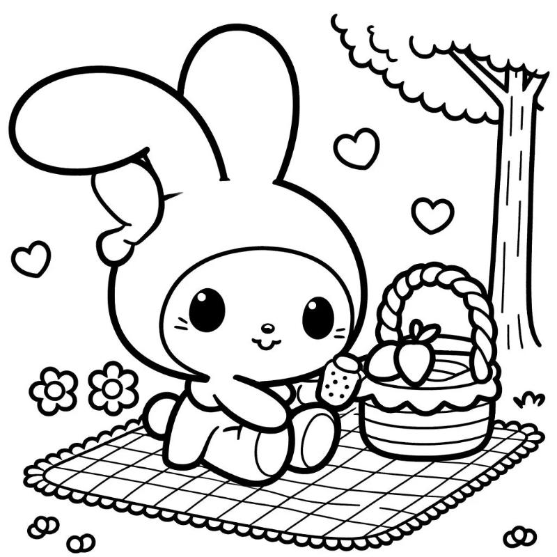 Tranh tô màu chủ đề dã ngoại với các mảng hình rộng, rất phù hợp cho các bé từ 3-4 tuổi tập làm quen với màu sắc.