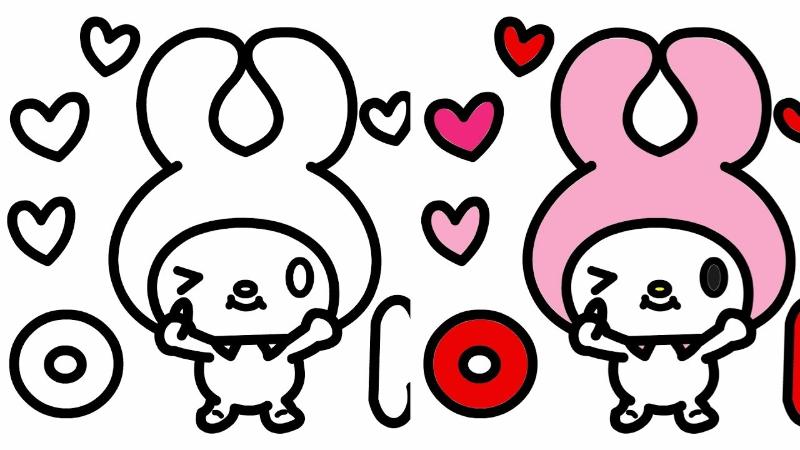 Mẫu tranh My Melody đơn giản với đường nét to, rõ ràng giúp bé tự tin hơn khi hoàn thành tác phẩm.