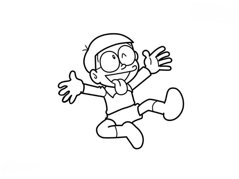 Tranh tô màu nobita cho bé 3-5 tuổi