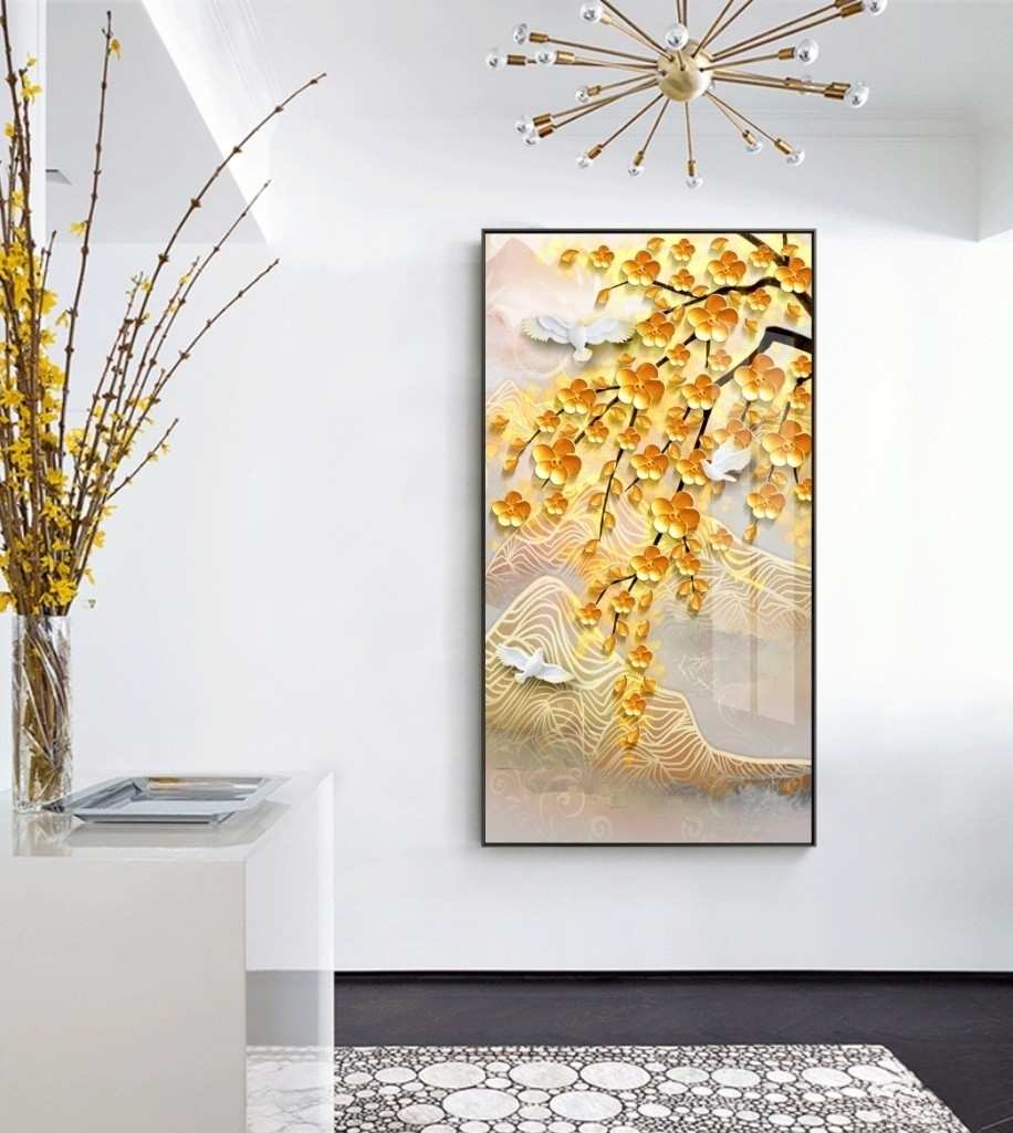 Tranh hoa mai tráng gương 3D