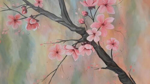 Tranh Hoa Đào Hồng