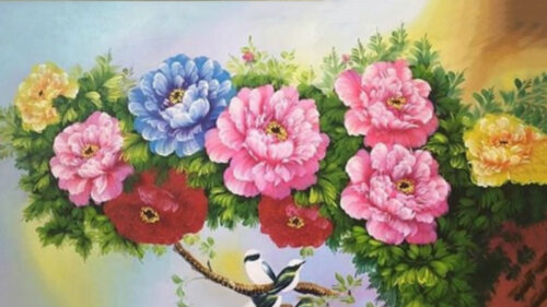 Tranh Hoa Mẫu Đơn Kép