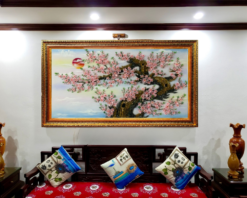 Tranh đính đá hoa đào phai 100x50cm