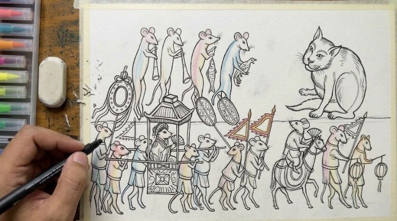 Đi viền đen đậm cho bức tranh 