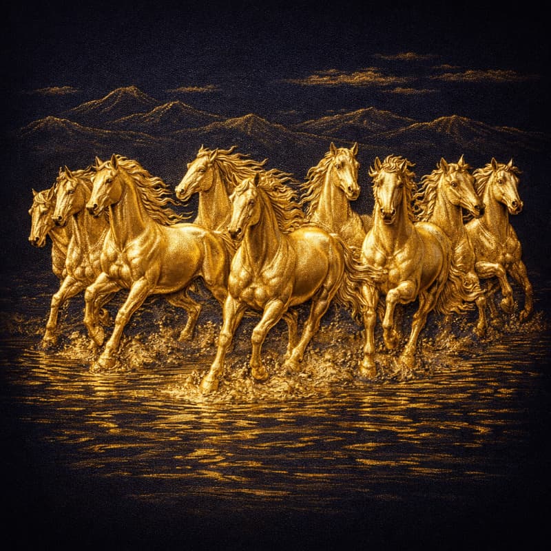 Tranh Phù Điêu Bát Mã Truy Phong 2 Phu dieu composite phu son gia vang