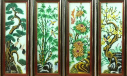 Tranh đính đá tùng trúc cúc mai 37x100x4
