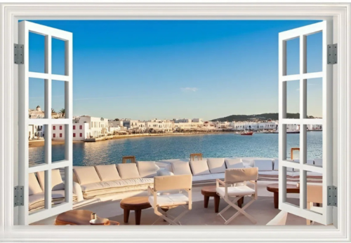 Tranh cửa sổ biển phong cách sang trọng