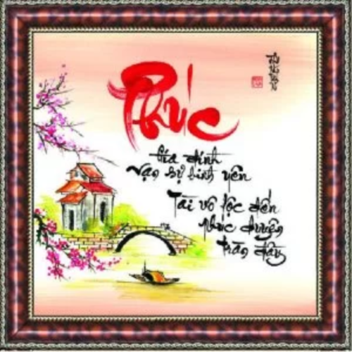 Tranh thư pháp chữ Phúc 80x80cm