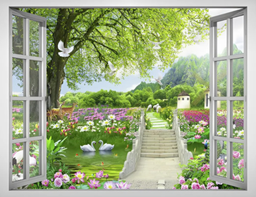 Tranh cửa sổ 3D phong cảnh