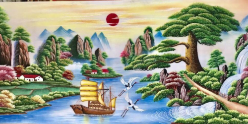 Tranh đính đá thuận buồm xuôi gió 180x90 cm