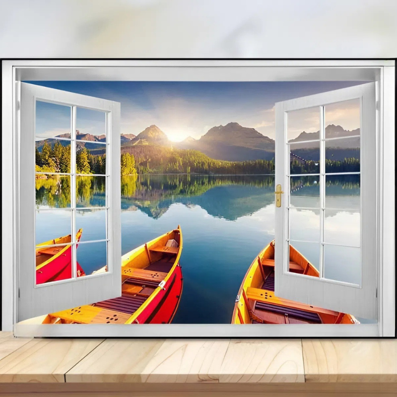 Tranh cửa sổ phong cảnh hồ núi có thuyền 2 Thiet ke chua co ten 3 5