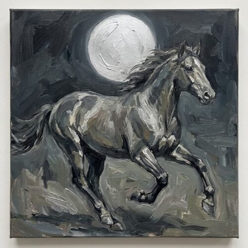 Tranh Nghệ Thuật Ngựa Dưới Trăng