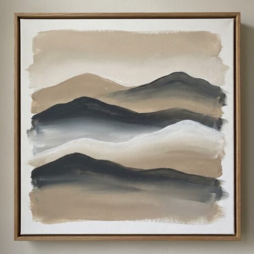 Tranh Nghệ Thuật Tối Giản Núi Non Nhấp Nhô