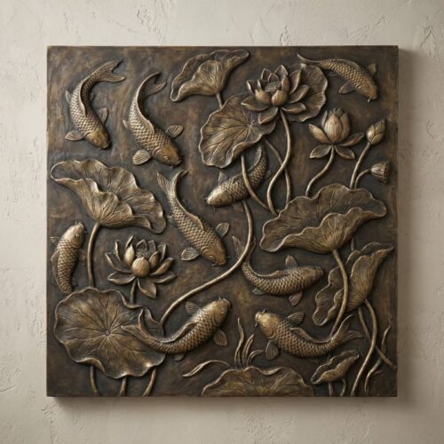 Tranh Phù Điêu Cửu Ngư Quần Hội