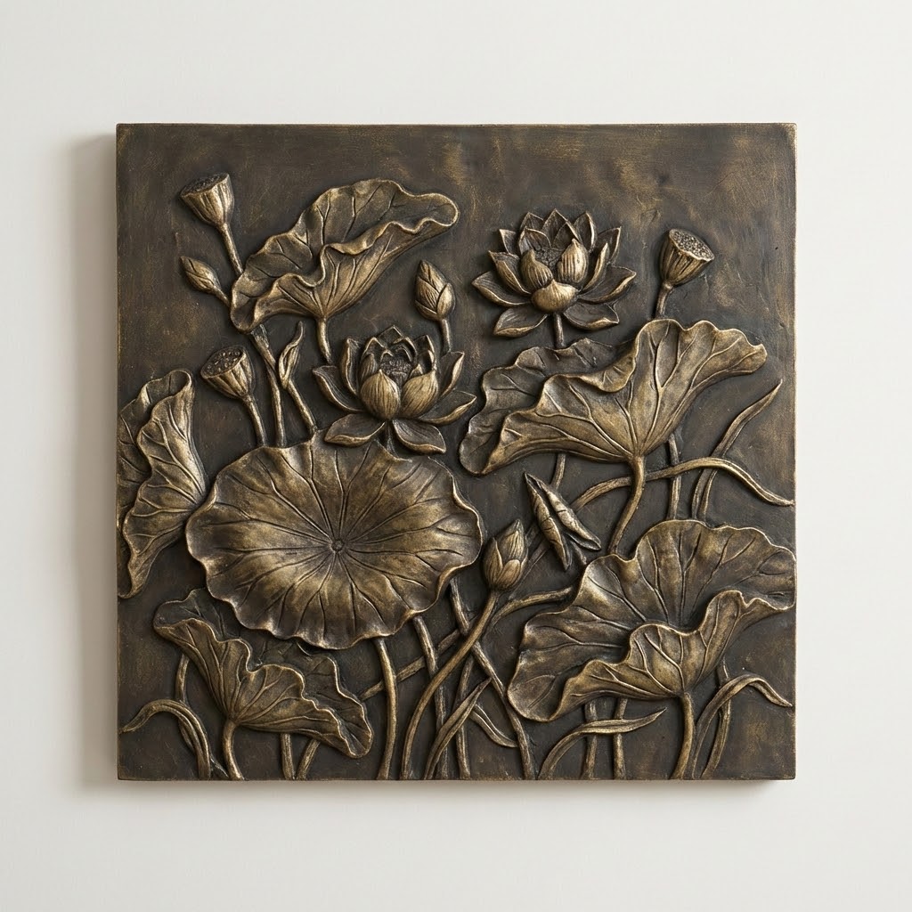 Tranh Phù Điêu Liên Hoa Cát Tường 2 Tranh Phù Điêu Liên Hoa Cát Tường