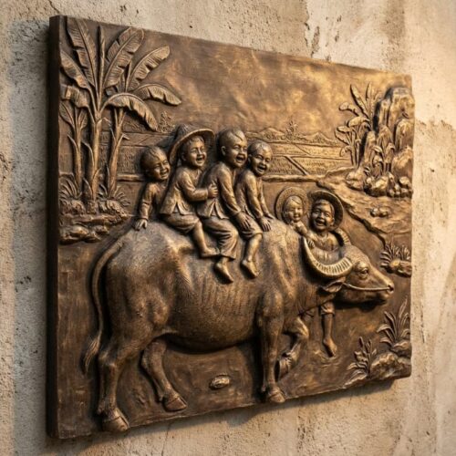 Tranh Phù Điêu Mục Đồng Cưỡi Trâu