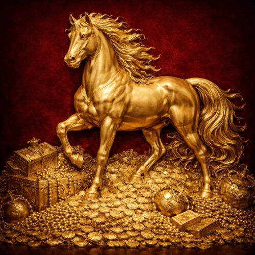 Tranh Phù Điêu Ngựa Vàng Tài Lộc