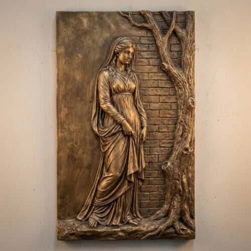 Tranh Phù Điêu Thiếu Nữ Tựa Mộc