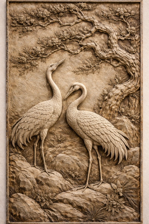 Tranh Phù Điêu Tùng Hạc Diên Niên