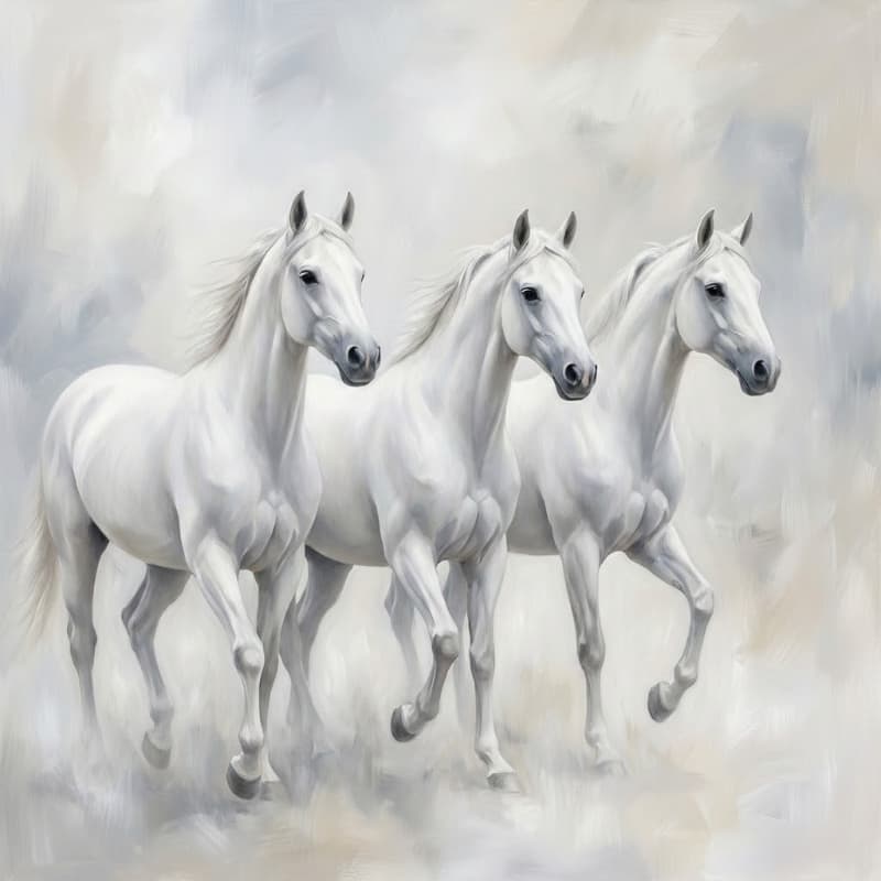 Tranh Tứ Bạch Mã Tinh Khôi 2 Tranh Tam Bạch Mã Tinh Khôi