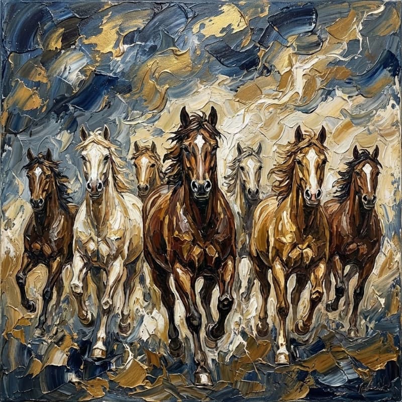 Tranh Thất Mã Dao Cọ Trừu Tượng 2 Tranh Thất Mã Dao Cọ Trừu Tượng