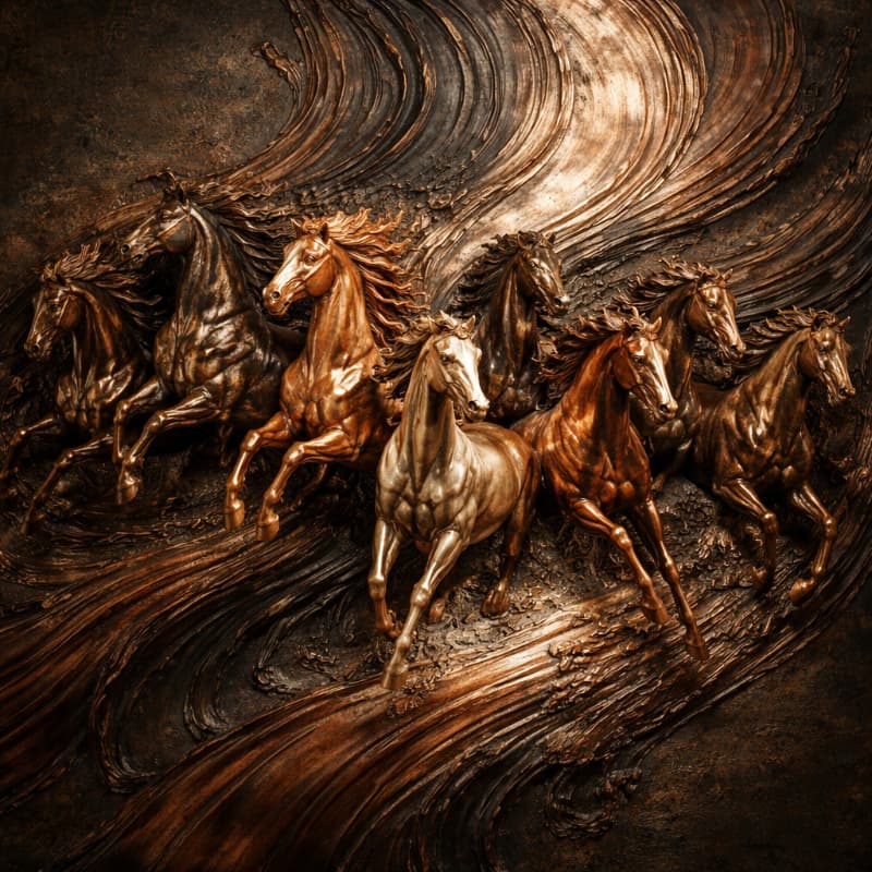 Tranh Bát Mã Đồng Phong Cổ Điển 2 Tranh Thất Mã Đồng Phong Cổ Điển