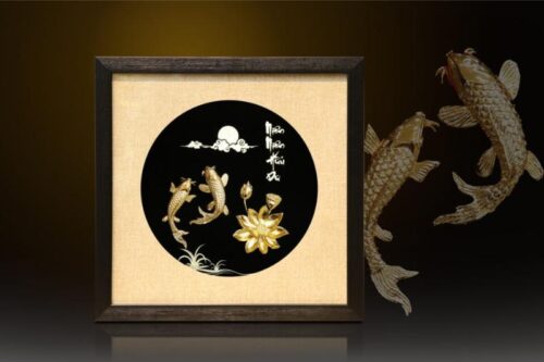 Cá chép hoa sen mạ vàng “Song Ngư Cát Hạnh”