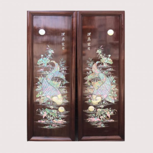 Tranh Khảm Trai Cá Chép Lý Ngư Vọng Nguyệt