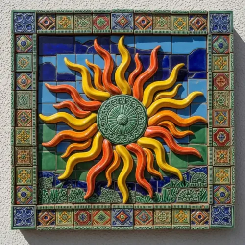 Tranh gốm phù điêu mặt trời