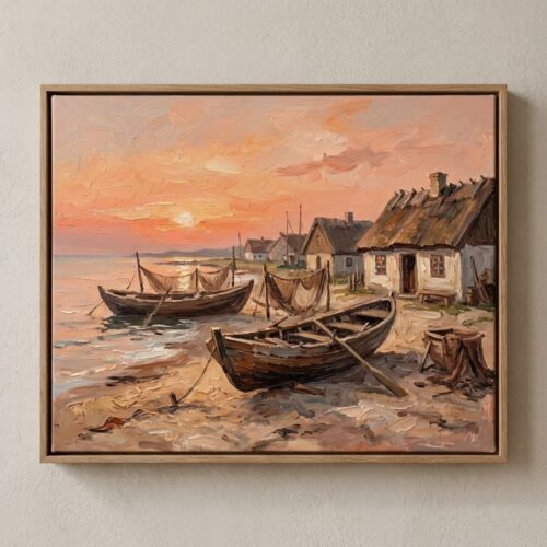 Tranh nghệ thuật Làng Chài Ven Biển